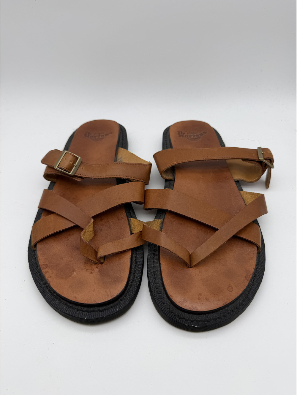 Dr. Martens Brown Leather Strappy Slide Sandals Size 10